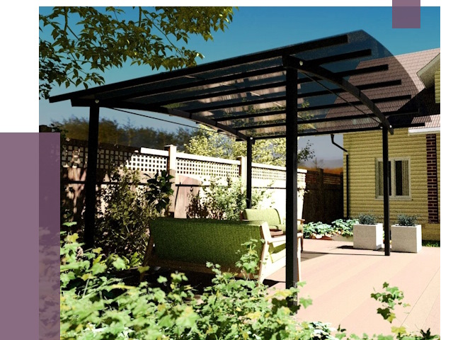 Навесы для террасы в Полевской от 13088 руб. под ключ | ПРОЛЁТ-Плв