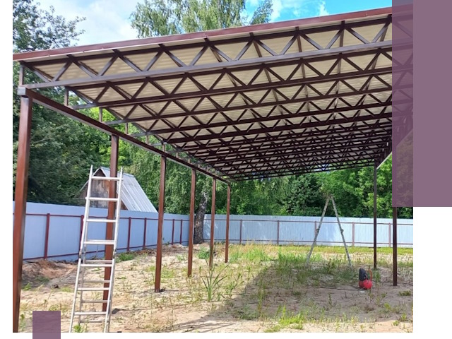 Односкатные навесы под ключ в Полевской — изготовление и монтаж