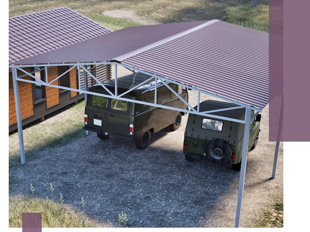 Двускатные навесы под ключ в Полевской — изготовление и монтаж