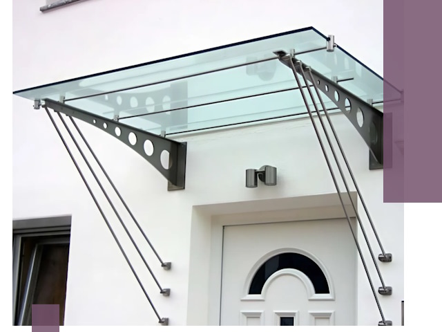 Козырьки над входом под ключ в Полевской — изготовление и монтаж