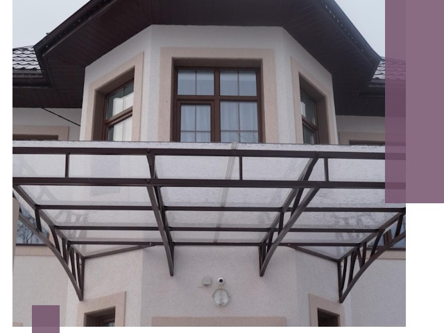 Козырьки из поликарбоната под ключ в Полевской